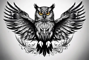 Stomach tattoo full OWL tattoo idea