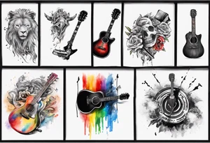 Music, guitar, harmonica, pick, dad, thunder, rainbow, tattoo idea