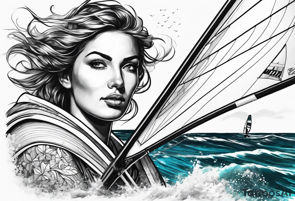 Windsurfer im Meer tattoo idea