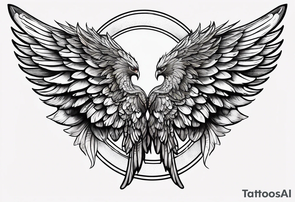 a pair of wings with a halo above them tattoo idea