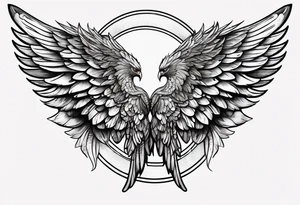 a pair of wings with a halo above them tattoo idea