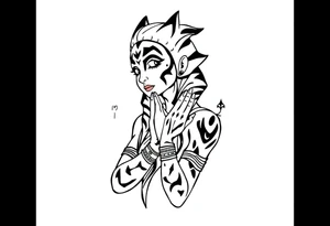 Ahsoka praying Chicano style tattoo idea