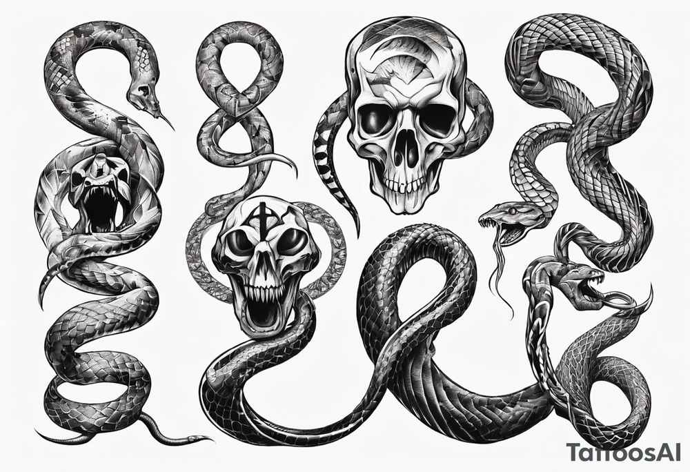 snake choking bones tattoo idea