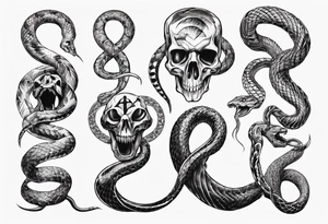 snake choking bones tattoo idea
