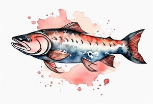 watercolor of a solitary salmon tattoo idea