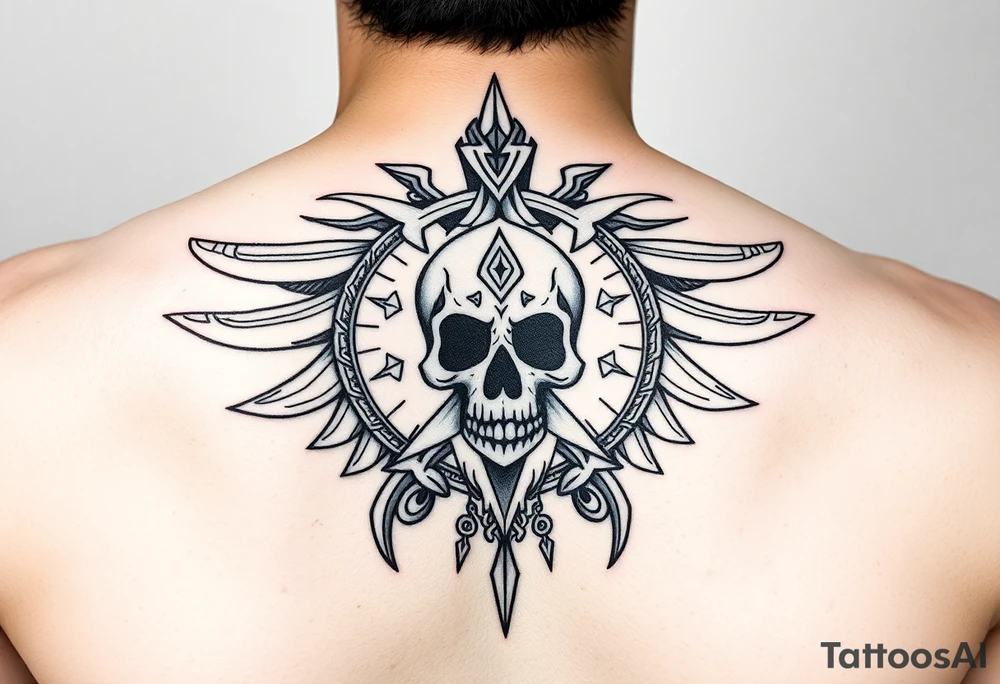 Create a mexican Aztec tattoo with life and death as the theme for the inner bicep. None of what your creating is what im looking for tattoo idea