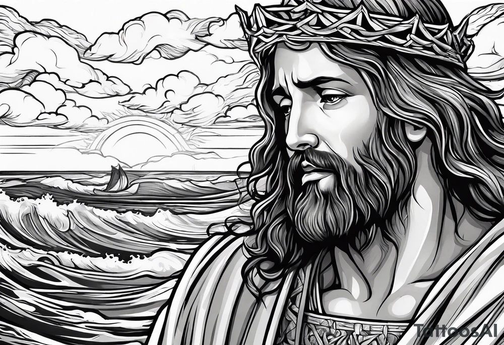 Jesus calming the sea tattoo idea