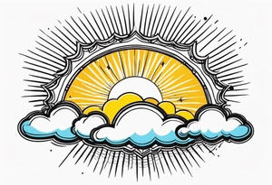 sunshine with rays
and clouds 
old school vintage simple traditional design 

bold color simple tattoo idea