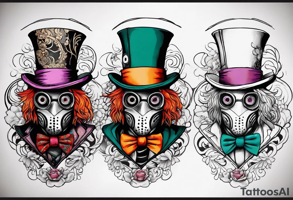 Mad hatter gas mask tattoo idea