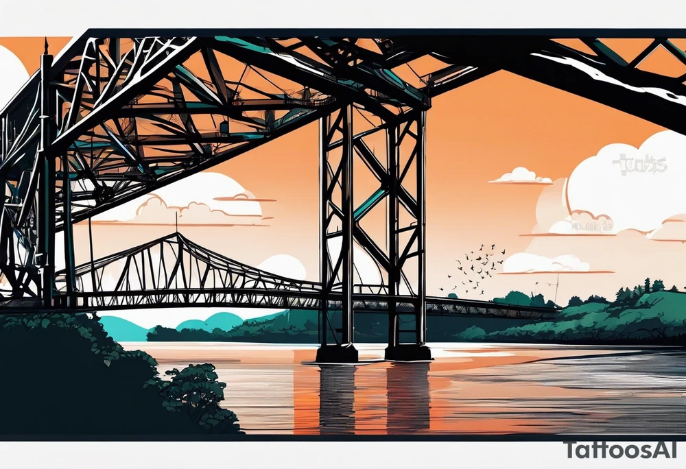 view from under steel truss cantilever bridge tattoo idea view from under steel truss cantilever bridge tattoo idea
