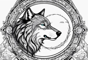 broken Ouroboros with wolf in the middle died by
 arrow tattoo idea