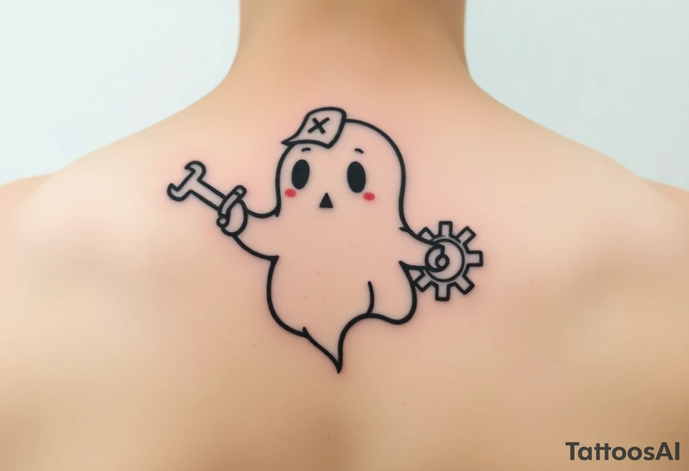 Cute ghost mechanic tattoo idea