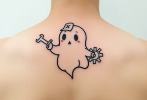 Cute ghost mechanic tattoo idea