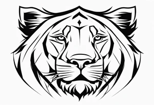 Visage lion coupé en deux avec lionceau tattoo idea