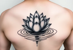serene lotus flower emerging from sacred waters with ripples tattoo idea