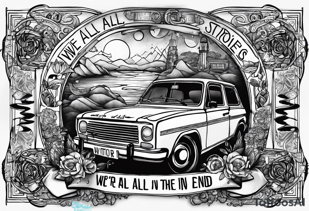 River songs diary from doctor who with the words "We're all stories in the end" tattoo idea