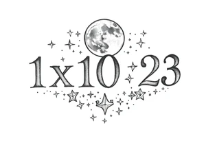 1x10^23 surrounded by cascade of stars and moon tattoo idea