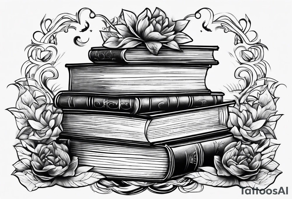Stack of books tattoo idea