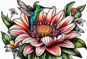 Hummingbird gerber daisy tattoo idea