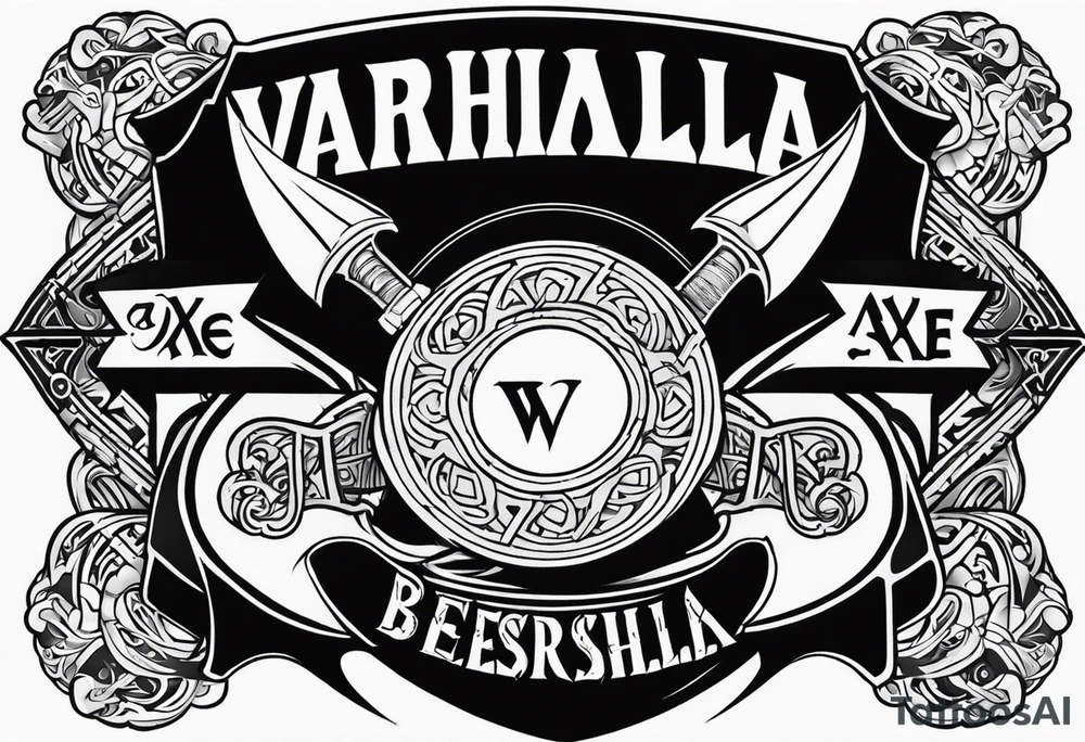Valhalla berserker round shield axe tattoo idea