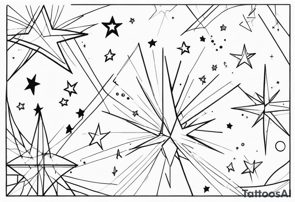 fine line stars and sparkles tattoo idea