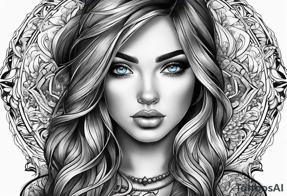 A girl with blue eyes tattoo idea