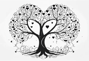 Family tree in hearts tattoo idea