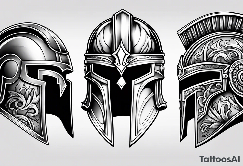 roman vs spartan helmets tattoo idea