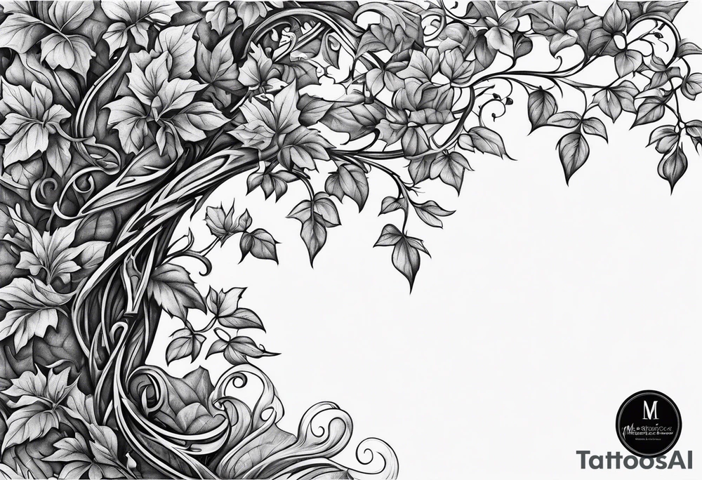 Leafy vines with stone road tattoo idea