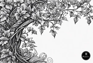 Leafy vines with stone road tattoo idea