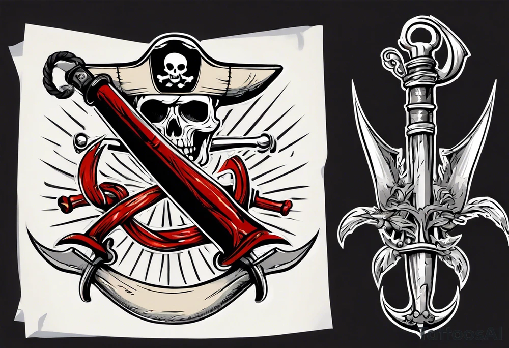 A pirate cutlass in American traditional style for a forearm tattoo idea