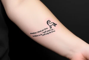 Tattoo based on the book the boy, the fox, the mole and the horse that says “sometimes i think you believe in more than I do said the boy.  You’ll catch up says the horse” tattoo idea