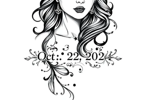 the date October 22, 2024. the name ‘Lady’. With salsa music elements. tattoo idea