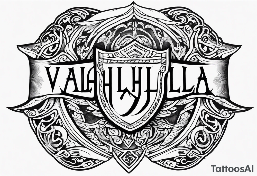 Valhalla shield sword symbol tattoo idea