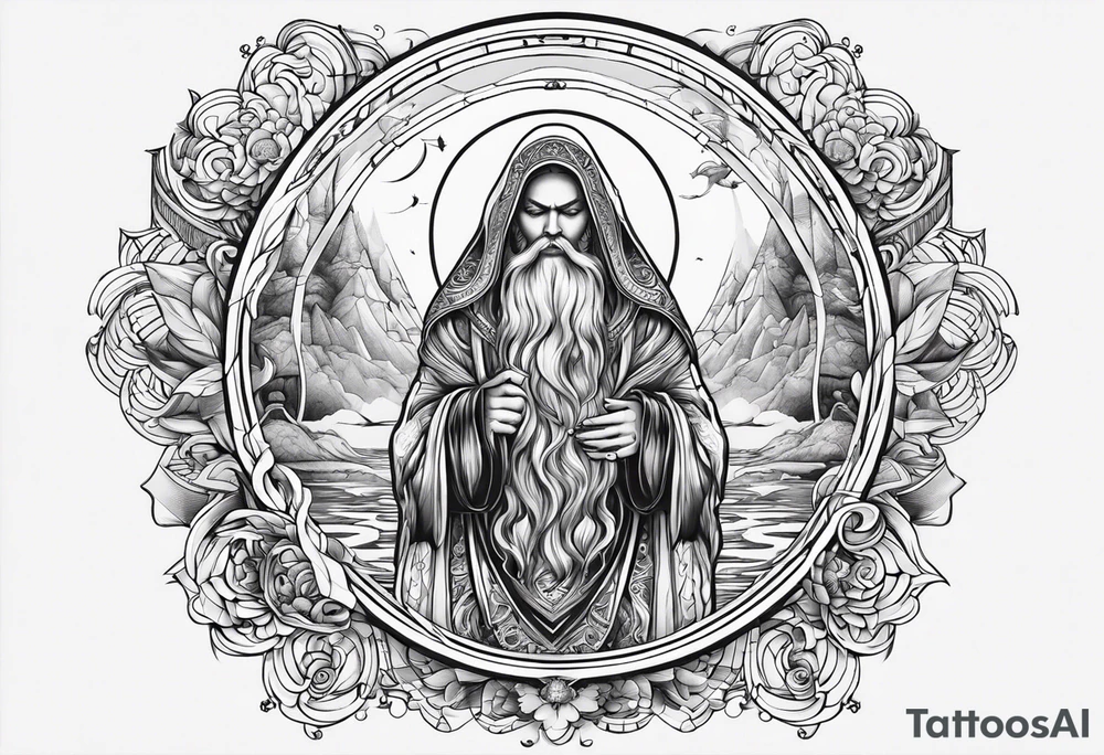 it is included only one wind of egale and the end of it a bad which is contain birth -monk- death- heaven tattoo idea