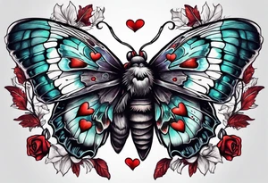 Death moth on top of 
Anatomical Heart, bleeding tattoo idea