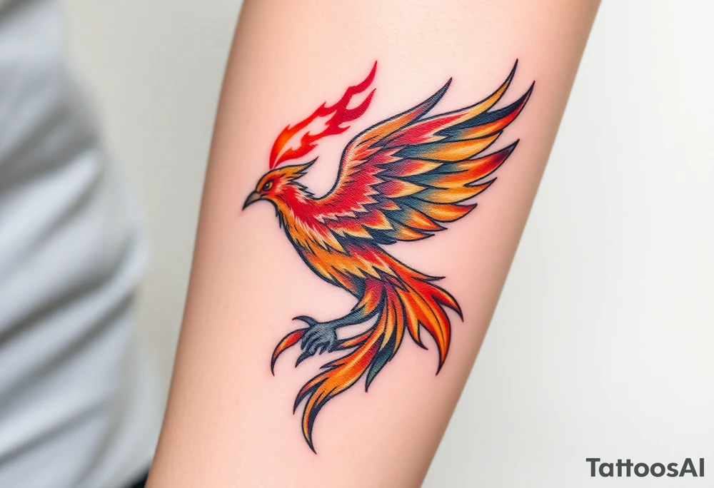 Phoenix with blazing flames tattoo idea