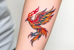 Phoenix with blazing flames tattoo idea