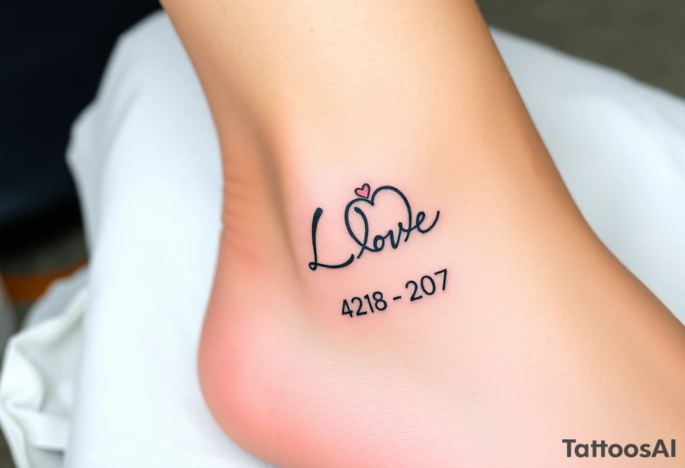 wedding rings tattoo with love and wedding date tattoo idea