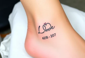 wedding rings tattoo with love and wedding date tattoo idea