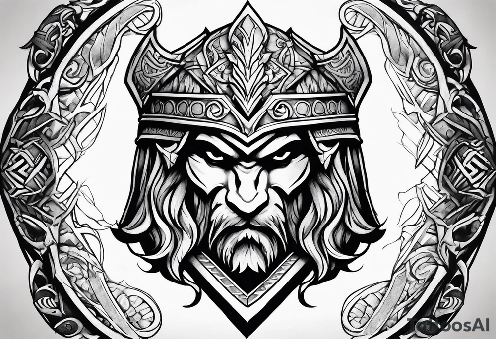 Valhalla sword shield banner tattoo idea
