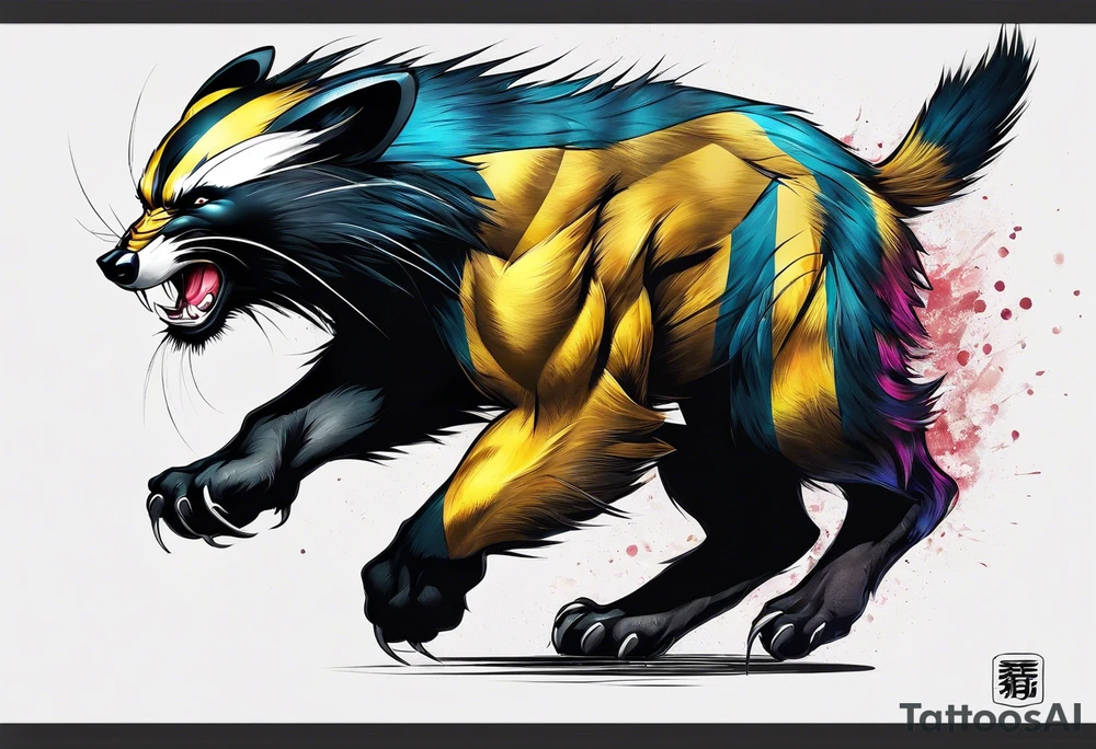 Wolverine animal runnig tattoo idea