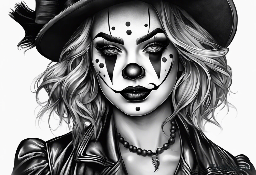 Girl clown sad face tattoo idea