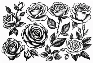 Variety of roses flash sheet tattoos linework tattoo idea