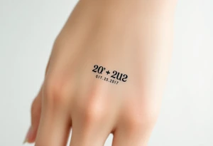 simple and elegant black ring with the wedding date tattoo idea