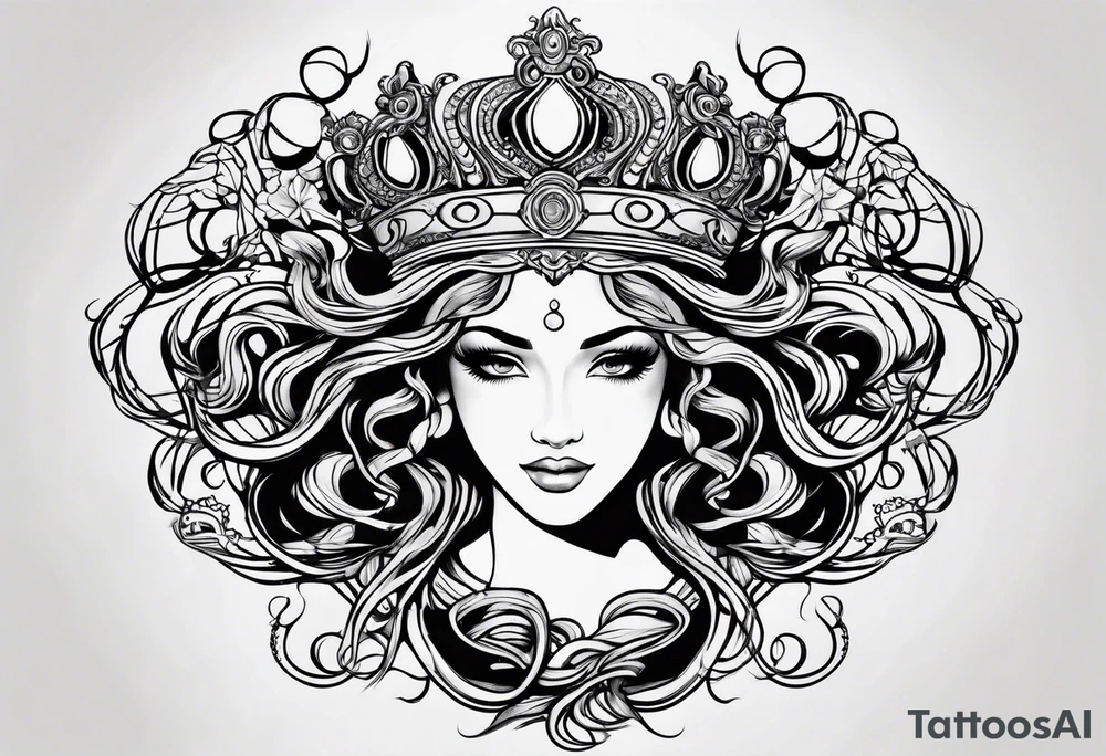 princess crown medusa tattoo idea