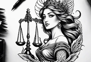 Themis with scales in hands tattoo idea