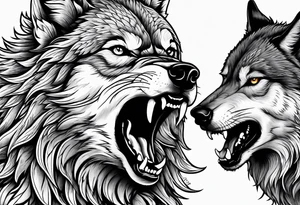 Howling angry wolf tattoo idea