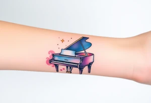 Grand piano under stars tattoo idea