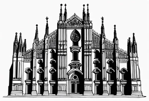 the cathedral of milan as tim burton would draw it tattoo idea